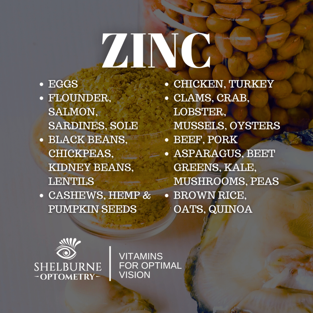 A list of foods with zinc